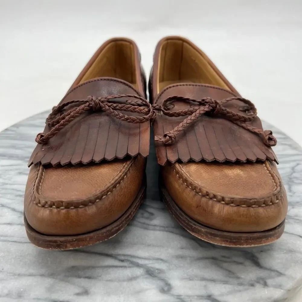 Allen Edmonds Mens 9 Loafers Brown Leather Nottingham Flap Slip On Shoes
